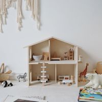 Maison de Poupée Miniature Éducative en Bois à Monter Soi-même pour Enfants, Jeu d'Imitation, pour Filles et Garçons