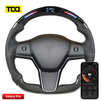 Volant TDD de luxe à 4 branches en fibre de carbone et cuir avec LED, personnalisé pour Tesla Model 3/Y, sur mesure
