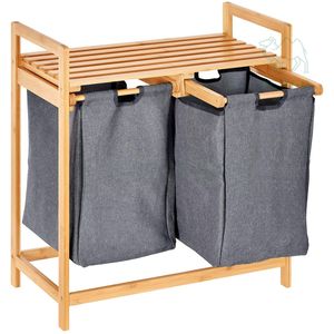 <span class=keywords><strong>Panier</strong></span> à <span class=keywords><strong>linge</strong></span> en bambou avec <span class=keywords><strong>deux</strong></span> <span class=keywords><strong>compartiments</strong></span> <span class=keywords><strong>Panier</strong></span> à <span class=keywords><strong>linge</strong></span> à <span class=keywords><strong>deux</strong></span> sections avec sacs coulissants amovibles et étagère - Product Image 6