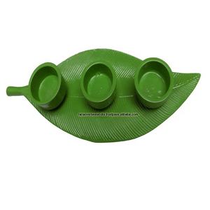 3 Tea Light <b>Candle</b> Holder on Leaf Tray for Anniversary Diwali and Wedding Table Decoration - Product Image 1