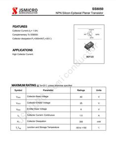 Transistor plan épitaxial au silicium SS8050 Y1 <span class=keywords><strong>8050</strong></span> NPN SS8550 Y2 PNP SOT-23 1.5A 25V pour commutation de courant à collecteur élevé - Product Image 3