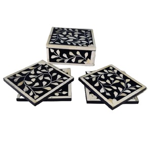 Wholesale Unique Bone Inlay Design Coaster Bulk Packed Tea Cup Coffee <b>Beer</b> <b>Mats</b> & Pads <b>for</b> Table Use <b>for</b> Export <b>Sale</b> - Product Image 3