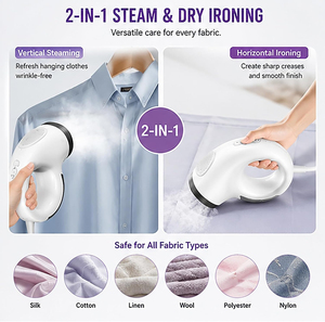 Vaporizador de Ropa Portátil Eléctrico Compacto para el Hogar y Viajes, Eliminador de Arrugas en Seco y Húmedo, Vaporizador de Prendas de Mano con Succión - Product Image 3