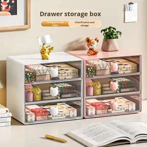 Boîte de rangement en plastique de <span class=keywords><strong>bureau</strong></span>, type tiroir, porte-stylos de <span class=keywords><strong>bureau</strong></span>, organisateur de papeterie, cosmétiques, étagère de rangement empilable multicouche - Product Image 1