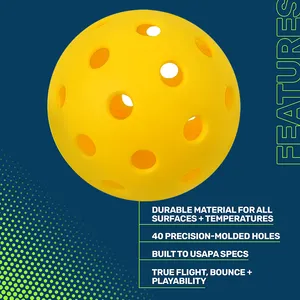 Stabiele En Duurzame Tpe 40-Holes Outdoor Pickleball Bal Gebouwd Volgens Usapa Specificaties