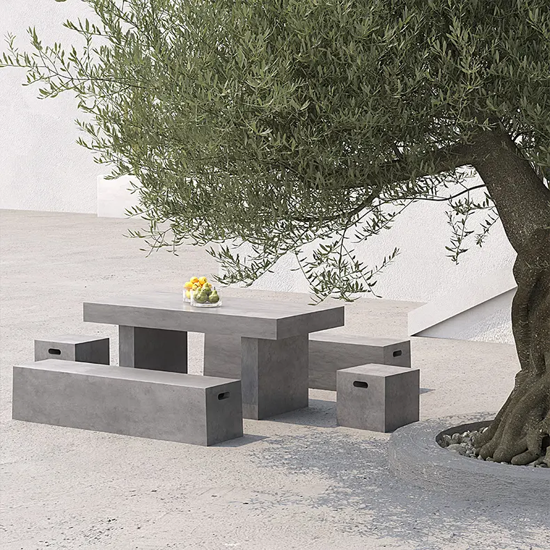 Furnitur beton luar ruangan taman bangku tempat duduk produsen Modern bangku teras dukungan