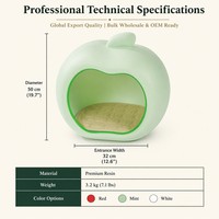 Lit pour chien en résine lavable écologique en forme de pomme, 4 saisons, confort optimal par tous les temps, pour chiens et chats de petite race, sans assemblage