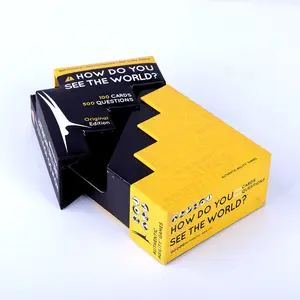 Luxury Special Ladder Design Rigid Playing Card Paper Packaging Box Gold Foil Stamping Matt Lamination Vanishing Printing