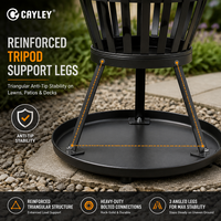 Brasero en fer robuste Cayley pour extérieur, camping, terrasse, jardin, barbecue et chauffage