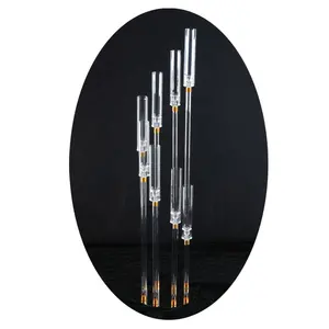 Tempat lilin LED akrilik 9 lengan, tempat lilin Candelabra Tengah, 3 lengan tempat lilin pilar lancip dengan warna akrilik