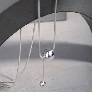 Collier Pendentif Perlé Style Métallique Dylam, Nouveau Design, Vente en Gros, Bijoux Romantiques en Argent Sterling Plaqué Rhodium - Product Image 4
