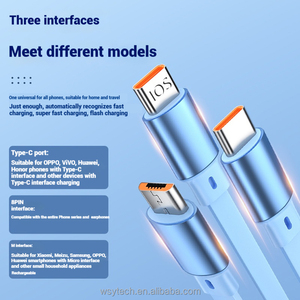 Cable personalizado <span class=keywords><strong>de</strong></span> alta calidad que fluye Cable <span class=keywords><strong>de</strong></span> carga USB rápido Cable <span class=keywords><strong>de</strong></span> teléfono <span class=keywords><strong>celular</strong></span> 100W 3 en 1 Cable <span class=keywords><strong>para</strong></span> teléfono Huawei Samsung Oppo - Product Image 3