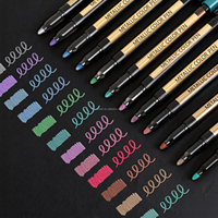 Stylo de couleur métallique personnalisé 12 24 couleurs à base d'eau Art peinture marqueurs d'or pour la fabrication de cartes bricolage Album photo dessin