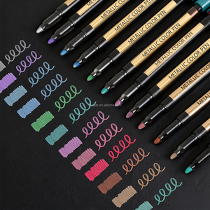 Stylo de couleur métallique personnalisé 12 24 couleurs à base d'eau Art peinture marqueurs d'or pour la fabrication de cartes bricolage Album <span class=keywords><strong>photo</strong></span> dessin - Product Image 4