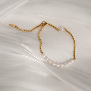 2025 डैज़ा नई गर्मी में 18k सोने की प्लेटेड तरनिश मुक्त स्टेनलेस स्टील रॉको प्राकृतिक मोती मिश्रित डिजाइन क्यूबन - Product Image 6