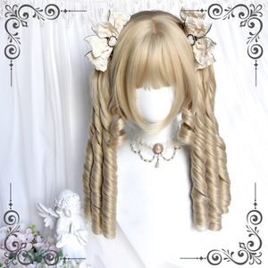 Perruque longue bouclée Lolita avec frange, en fibre Kanekalon, sans colle, boucles romaines, perruque complète pour femme, style clip pour cheveux - Product Image 4