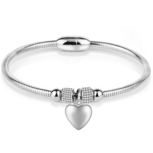 Bracelet en acier inoxydable en forme de cœur, fermoir magnétique de 3 mm avec sertissage de diamants, pour femme, bijou cadeau - Product Image 5