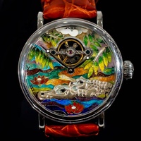 Montre mécanique de luxe pour homme de haute qualité avec cristal saphir, émail crocodile, bracelet en cuir, cadran argenté