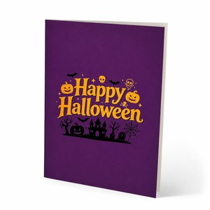Carte de vœux 3D Halloween pop-up découpée au laser, citrouille et crâne, faite à la main, pliable, cadeau de festival - Product Image 5