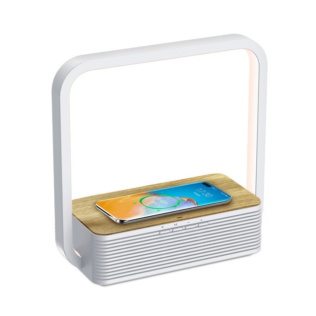 Wireless Charging for USB Speaker LED Three-Level Dimmable Lighting Desk Lamp Ambient Light Touchscreen Night Light App
