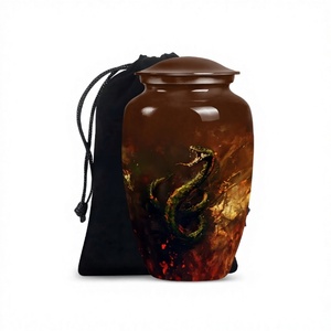Venta caliente gran serpiente verde cremación urna para adultos para cenizas humanas urna funeraria decorativa de tamaño completo con bolsa de terciopelo gratis - Product Image 1