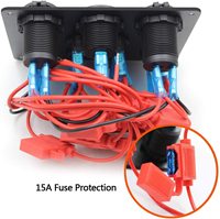 Panneau de commutation étanche 12V 5 interrupteurs pré-câblé, robuste, pour usage marin, avec chargeur USB double port et LED