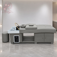 Lit de lavage multifonctionnel japonais pour spa capillaire avec bac intégré et appui-tête pour salon de coiffure, institut de beauté et massage thaïlandais