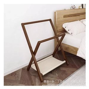 Clothing Organizer Foldable Wooden <b>Rack</b> With Canvas <b>Shelf</b> For Bedroom Storage - Product Image 1