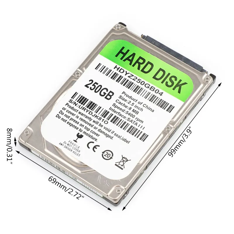 Hdd 2. 5-इंच पीसी Sata III के हार्ड ड्राइव 320gb 500gb 120gb 80gb 160gb 250gb 1TB 2TB घर कंप्यूटर सहायक उपकरण में बनाया-हार्ड ड्राइव