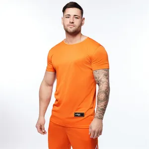 Custom Printing OEM Logo 100% Polyester Spandex Men's T-Shirt Basic Plain Orange Collared 180 Grams Fabric Weight