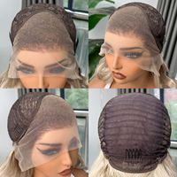 Perruque longue ondulée blonde avec dentelle suisse invisible 13x4, résistante à la chaleur, pour femmes, pré-épilée, effet naturel