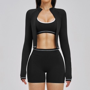 Set Yoga <span class=keywords><strong>Donna</strong></span> Color Block Effetto Nudo per Fitness, <span class=keywords><strong>Palestra</strong></span>, Corsa e Allenamento all'Aperto - Completo Tre Pezzi - Product Image 3