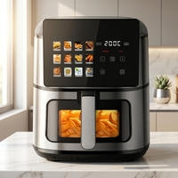 Friteuse à air électrique double panier carrée, écran LCD, capacité 8L, contrôle par application, chauffage supérieur/inférieur, usage domestique/extérieur – Meilleure vente
