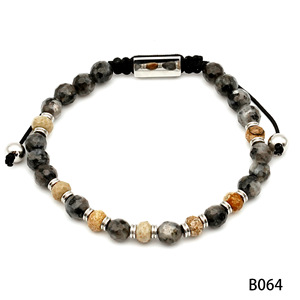남성용 크로스 보더 새로운 천연석 패싯 청금석 옐로우 타이거 아이 패턴 4mm + 6mm 조절 가능한 팔찌 - Product Image 6