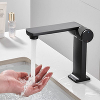 Robinet d'évier de luxe eau chaude et froide, style japonais, noir or robinet de salle de bains