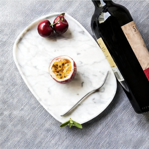 Vassoio Portaoggetti in Marmo Bianco Moderno e di Lusso Marca Stonekocc per Soggiorno e Bagno, Cosmetici, Lavabo, Ecologico - Product Image 1
