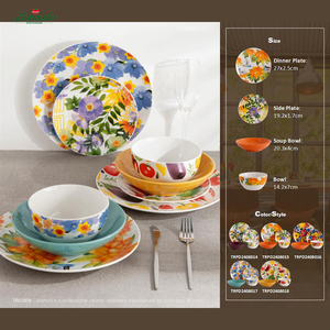 Vajilla de Porcelana de Alta Calidad a Precio de Fábrica, Juego de Cena de Cerámica con Diseño de Girasoles al Estilo de Pintura al Óleo y Calcomanías Artísticas - Product Image 6