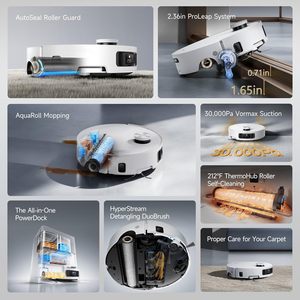 Aspirador Robô Inteligente DREAME Aqua10 com Rolos AutoSelantes, 12 Bicos de <span class=keywords><strong>Spray</strong></span>, Navegação de Obstáculos de 2,36 polegadas, Sem Emaranhados, para Pisos e Cantos de Casa - Product Image 2