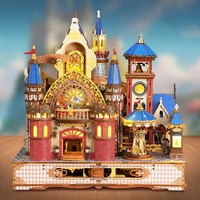 Puzzle 3D en bois Château d'Alnwick d'architecture britannique Kit de modèle d'assemblage de bricolage Maison de poupée miniature pour adultes adolescents Projet STEM