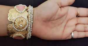 Bracelet de manchette de mode fait main polonais réglable personnalisable avec des pierres multicolores naturelles grappes de perles de perles pierres précieuses - Product Image 3