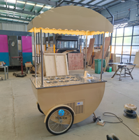Chariot mobile réfrigéré pour la vente de glaces et de gelatos, avec auvent, idéal pour la distribution de bâtonnets glacés