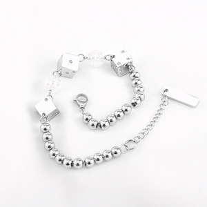 Unisex <b>Titanium</b> Steel Beaded Dice Necklace Geometric Ball Shape Hip Hop Punk Style Fashion Jewelry XYB0067 - Product Image 3