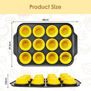 Custom Color Eco-Friendly <b>Silicone</b> Carbon Steel Folding Cake Baking Set Muffin Cup Pan Oven Household Non-Stick Custom - Product Image 5