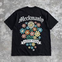 T-shirt décontracté noir surdimensionné pour homme, tricoté, manches classiques, col rond, imprimé sérigraphié, 100 % coton, streetwear respirant