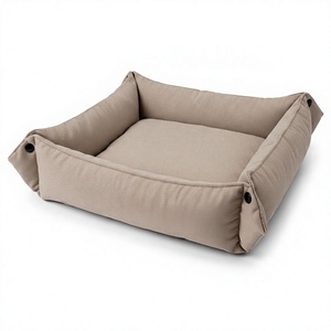 Large Rectangular Transforming Pet <b>Bed</b> (Beige Textile) <b>for</b> Cats & <b>Dogs</b> Simple Style All Seasons - Product Image 1