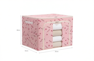 Cesto portaoggetti in cotone e lino 50x30x48 cm con doppio coperchio, organizer rettangolare per armadio - Product Image 1