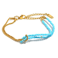 Pulseras de Moda para Mujer, Estilo Oficina/Trabajo, Acero Inoxidable, Chapado en Oro de 18K, Piedra Natural, Geométricas, Aniversario, Cadena Trenzada