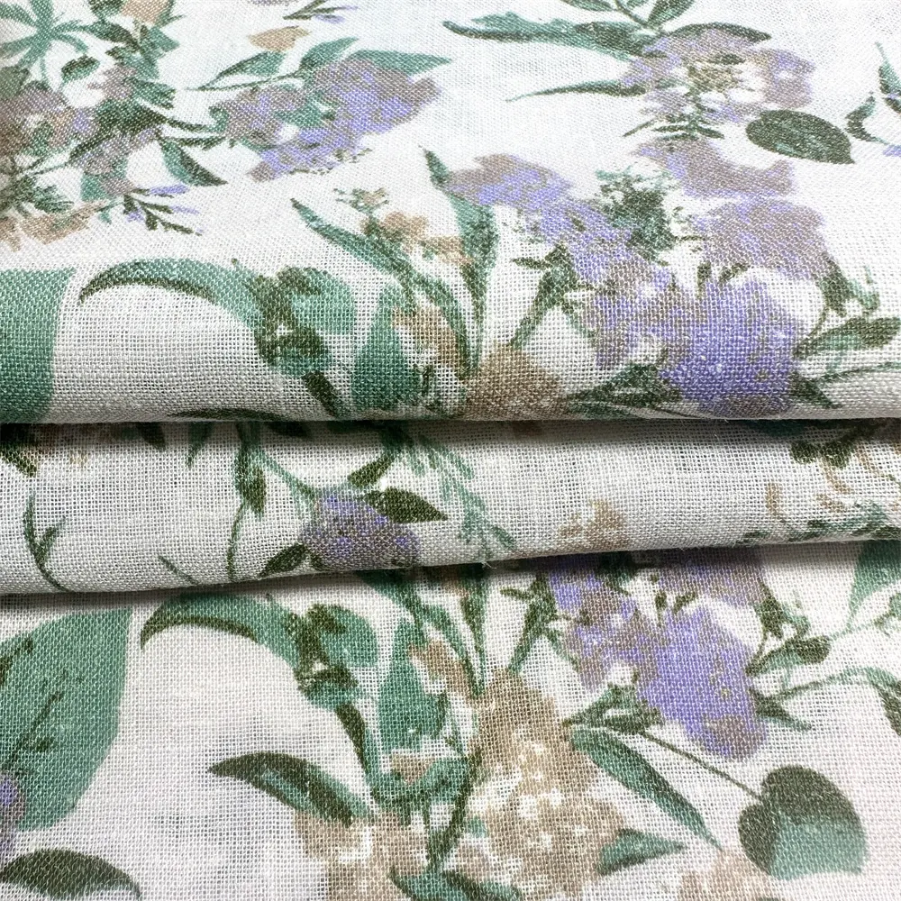 Wholesale Custom Digital Print Floral Double Gauze Polyester Cotton Baby Unbleached Fabric From China