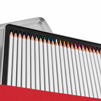 FLOWood – Coffret de 24 crayons de couleur vibrants, mine souple de 3 mm, crayons à dessin en bois, boîte métallique rectangulaire robuste