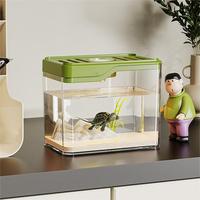 Aquarium de bureau moderne en plastique durable, carré, petit, transparent, écologique, facile à nettoyer, léger, pour poissons rouges et tortues, 1L